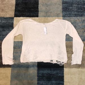 Garage Fringed White Sweater